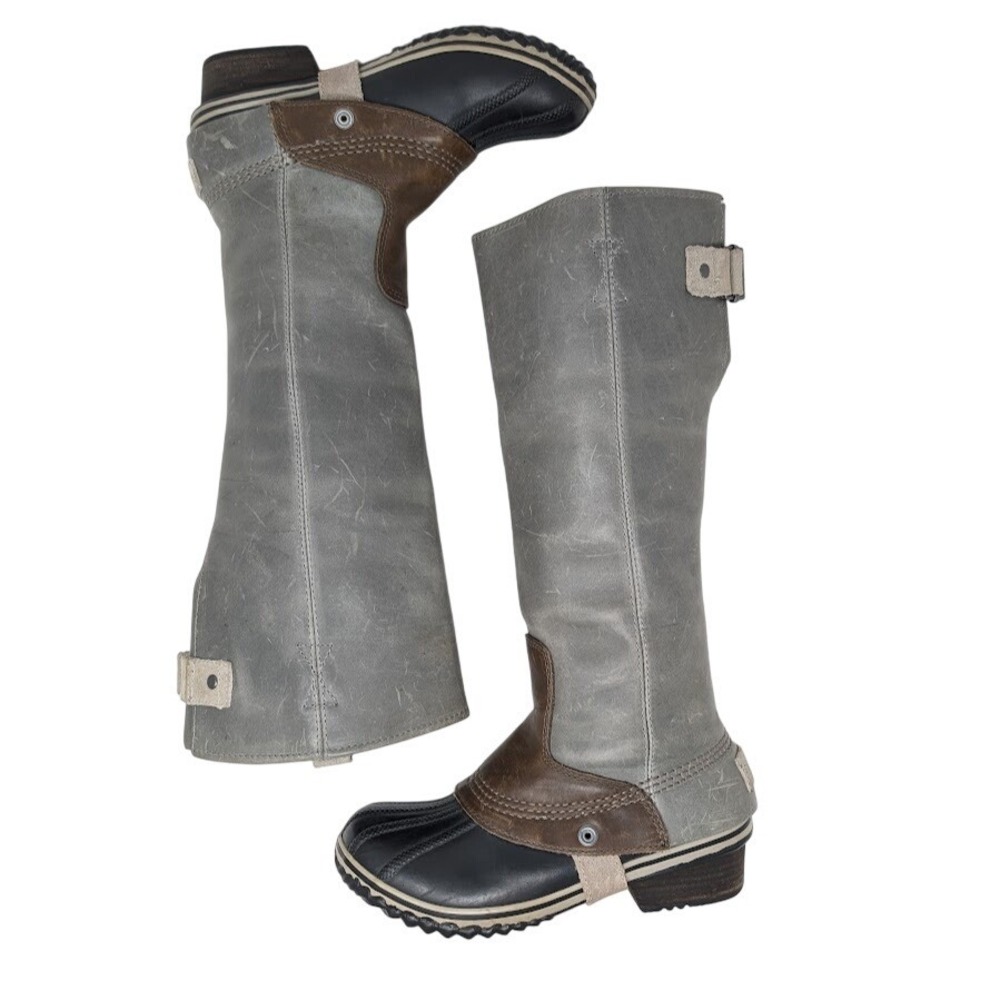 Sorel Slimpack Riding Tall Boots Shale Gray Women 6 5 Waterproof Insulated - Picture 4 of 10